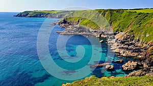 The rugged Cornish coastline of the Lizard Peninsula