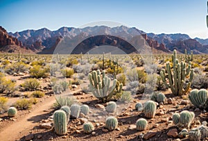 A rugged desert landscape with parched cracked earth, punctuated by the resilient presence of cacti, standing tall