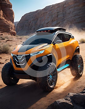 Rugged Electric SUV in Dust