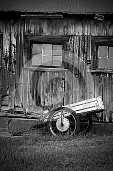 Rugged Homemade Trailer in Front of Old Weathered Barn