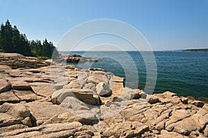 Rugged Maine Coastline made up of Pink Granite left over from th