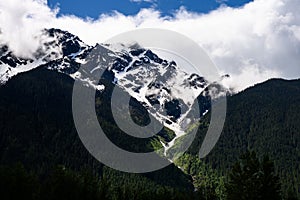 Rugged mountain range with high snow-covered peaks, Pemberton, British Columbia, Canada