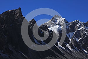 Rugged mountain ridge near Thonak Tsho, Gokyo Valley