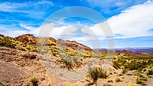 Rugged Mountains along Highway SR 165 into the El Dorado Canyon at Lake Mead Recreational are, USA