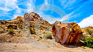 Rugged Mountains along Highway SR 165 into the El Dorado Canyon at Lake Mead Recreational are, USA