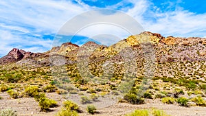 Rugged Mountains along Highway SR 165 into the El Dorado Canyon at Lake Mead Recreational are, USA