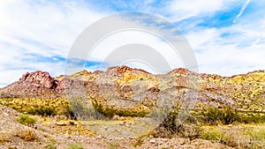 Rugged Mountains along Highway SR 165 into the El Dorado Canyon at Lake Mead Recreational are, USA