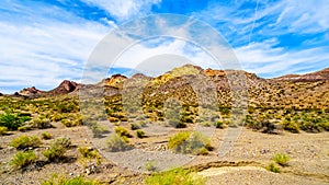 Rugged Mountains along Highway SR 165 into the El Dorado Canyon at Lake Mead Recreational are, USA