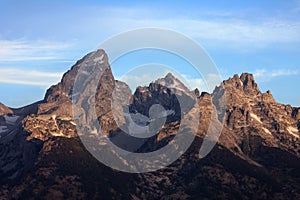 Rugged moutain peaks at dawn