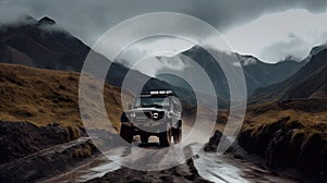 Rugged offroad 4x4 vehicles conquering challenging terrain, AI generative thrilling illustration