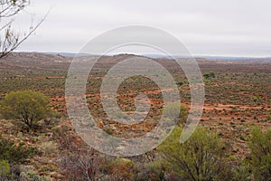 Rugged outback scenery surrounding the Living Desert State park in NSW, Australia