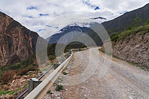 The rugged roads and natural beauty in the mountainous areas of the Tibetan Plateau in China