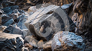 Rugged rock formation in natural environment