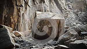 Rugged Rock Formation in Snowy Landscape