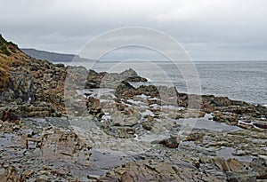 Rugged rock shoreline Atlantic coast