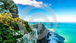 Rugged rocks and steep cliffs of Cape Point in the Cape of Good Hope Nature Reserve