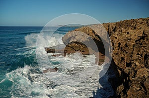 Rugged rocks on the wild coast of of KwaZulu-Natal in South Africa