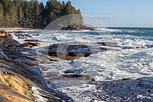 Rugged rocky coast of the pacific ocean