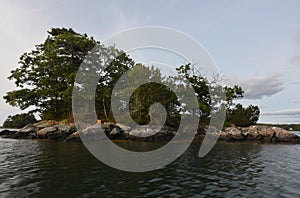 Rugged Rocky Island in Casco Bay Maine