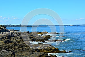 Rugged shoreline of the Casco Bay photo