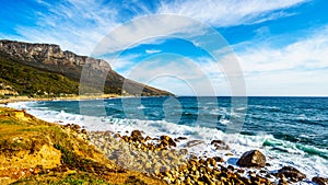 The rugged shoreline near Llandudno along the Twelve Apostles