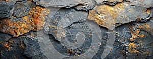 Rugged Slate Stone Texture Dark Grey and Orange Rock Background