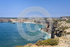 Rugged terrain surround the fortress in Fortaleza de Sagres