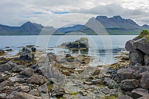 Rugged volcanic landscapes along the Trandir Coast, West Fjords, Iceland