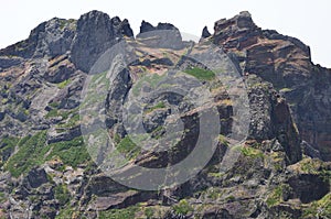 The rugged volcanic peaks of Madeira island, Portugal