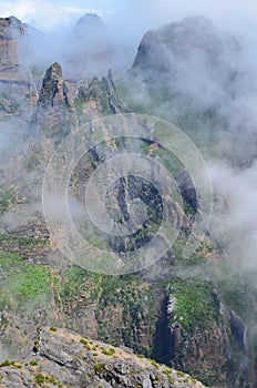 The rugged volcanic peaks of Madeira island, Portugal