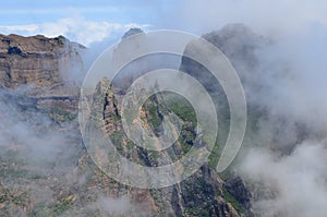 The rugged volcanic peaks of Madeira island, Portugal