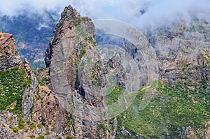 The rugged volcanic peaks of Madeira island, Portugal