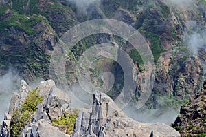 The rugged volcanic peaks of Madeira island, Portugal