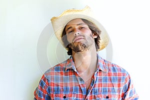 Rugged young man wearing cowboy hat