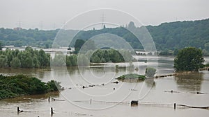 Ruhr near the citys Hattingen and Bochum in Germany during the July floods in 2021, the river overflowed its banks