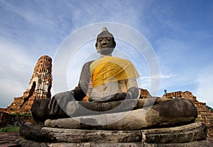 Ruin of acient buddha temple in Thailand