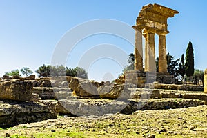 Ruin of ancient Greek temple. Agrigento, Sicily island