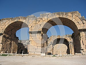 Ruin of ancient town in Pamukale, Turkey