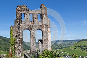 Ruin of castle Grevenburg near Traben-Trarbach along German river Moselle