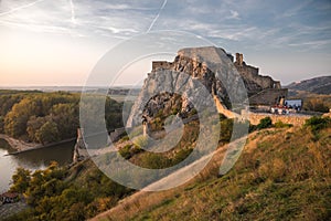 Ruin of a Castle on a Rock at Sunset