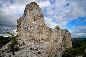 Ruin castle Sirotci hradek castle in Czech republic