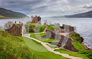 Ruin of castle Urquhart near Loch Ness, Scotland