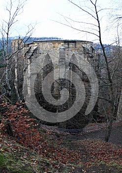 Ruin of cathedral on Oybin castle and monastery