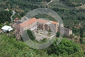 Ruin of Despot palace, abandoned city Mystras, Peloponnese, Greece