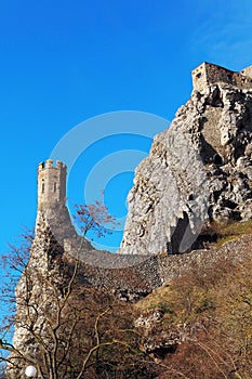 Ruin of gothic Devin castle, Bratislava, Slovakia photo