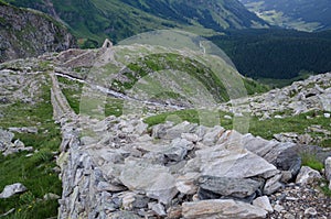 Ruin of the historic gold mine in the Alps