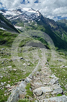 Ruin of the historic gold mine in the Alps