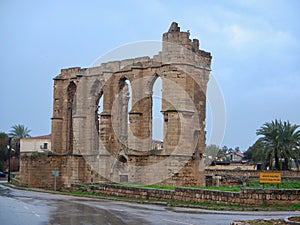 Ruin of mediavel gothic church in famagusta