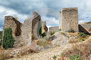 Ruin on the mountain top at the French village of Saint Montan