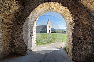Ruin of old church in village Haluzice - Slovakia